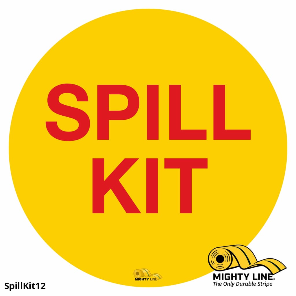 Spill Kit, Mighty Line Floor Sign, Industrial Strength, 12" Wide