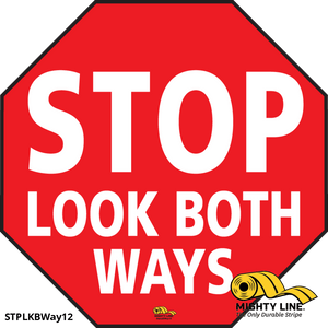 Stop Look Both Ways Floor Signs