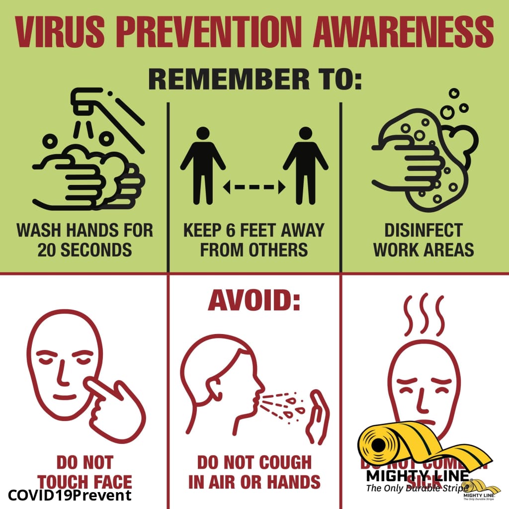 Virus Prevention Floor Sign, Virus Preventative Measures Floor Sign SKU: COVID19Prevent