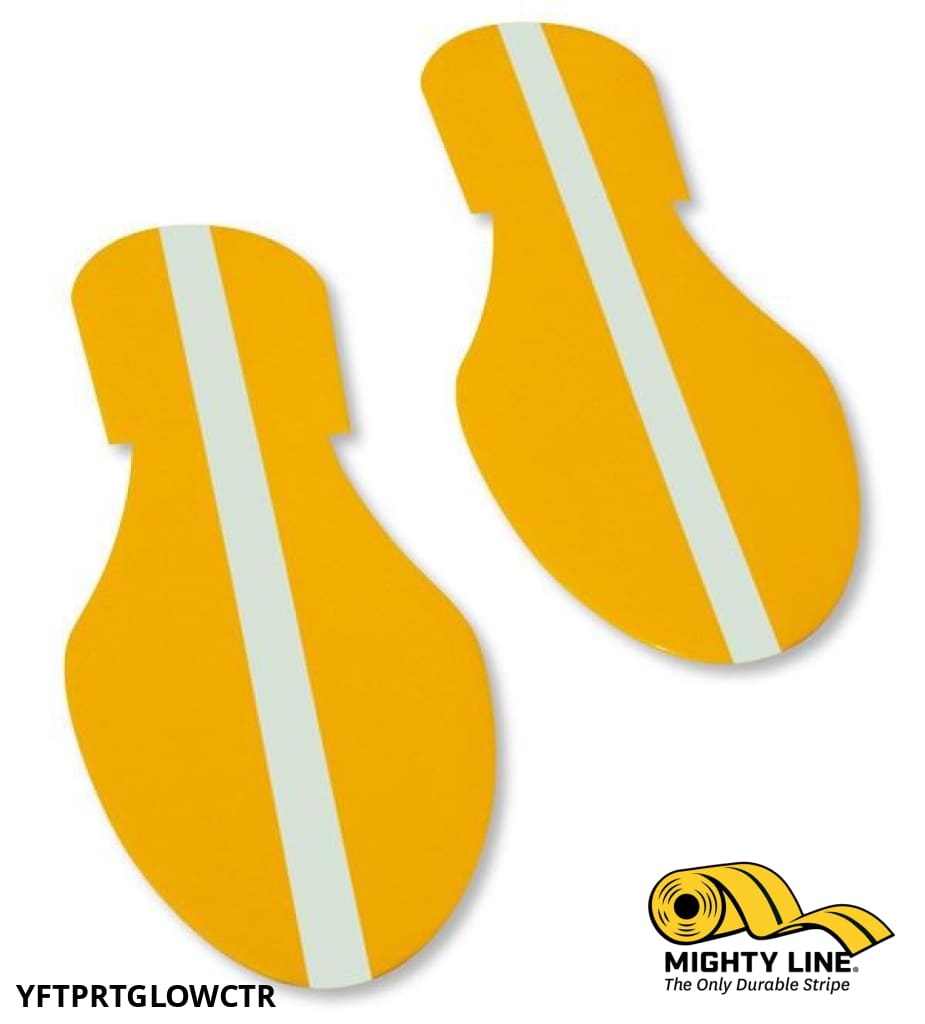 YELLOW Footprint With Luminescent Center Line - Pack of 50 - Floor Marking & Safety Floor Tape