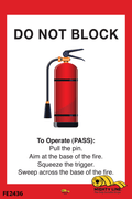 Do Not Block Fire Extinguisher Sign